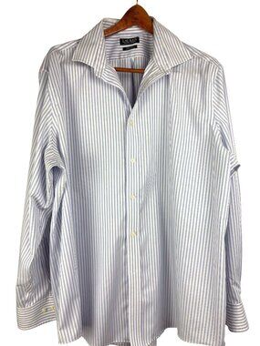 Lauren Ralph Lauren Men's Blue & White Striped Supima Cotton Dress Shirt 2XL